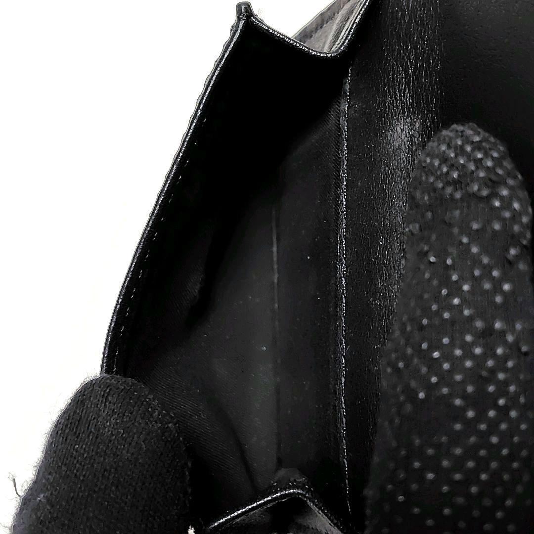 美品✨　トリーバーチ　3つ折り財布　黒　シボ革　金具ロゴ　シンプル