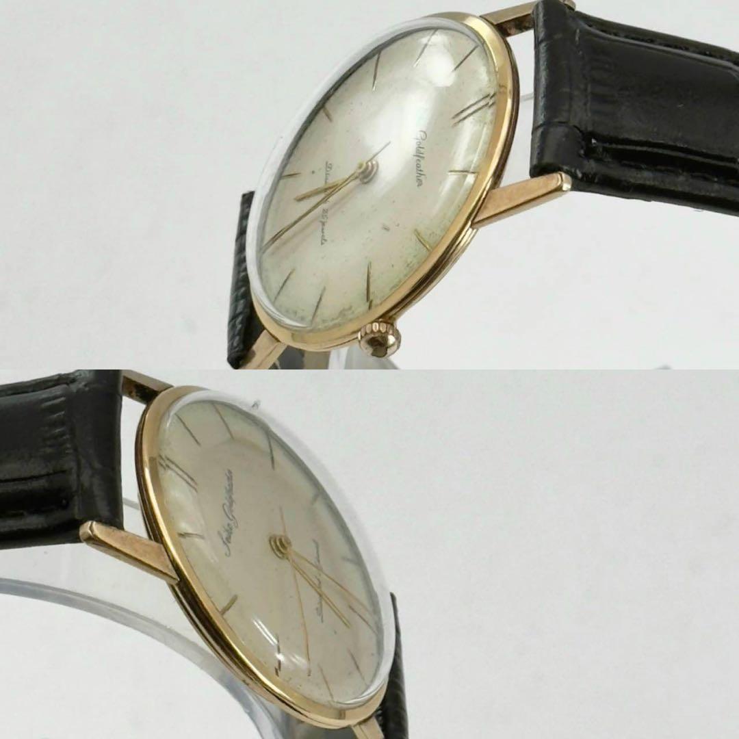 SEIKO ゴールドフェザー 14K 手巻き 25石 メンズ腕時計　新品ベルト