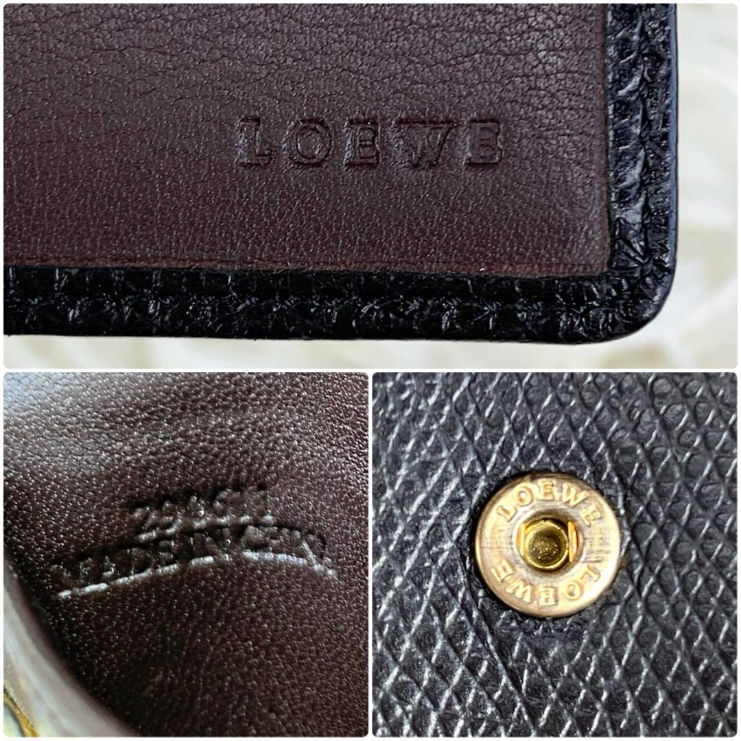 【付属品完備】ロエベ キーケース ケース アナグラム ロゴ レザー 黒 茶
