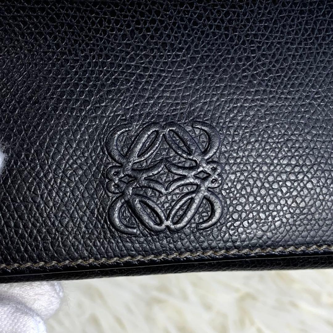 【付属品完備】ロエベ キーケース ケース アナグラム ロゴ レザー 黒 茶