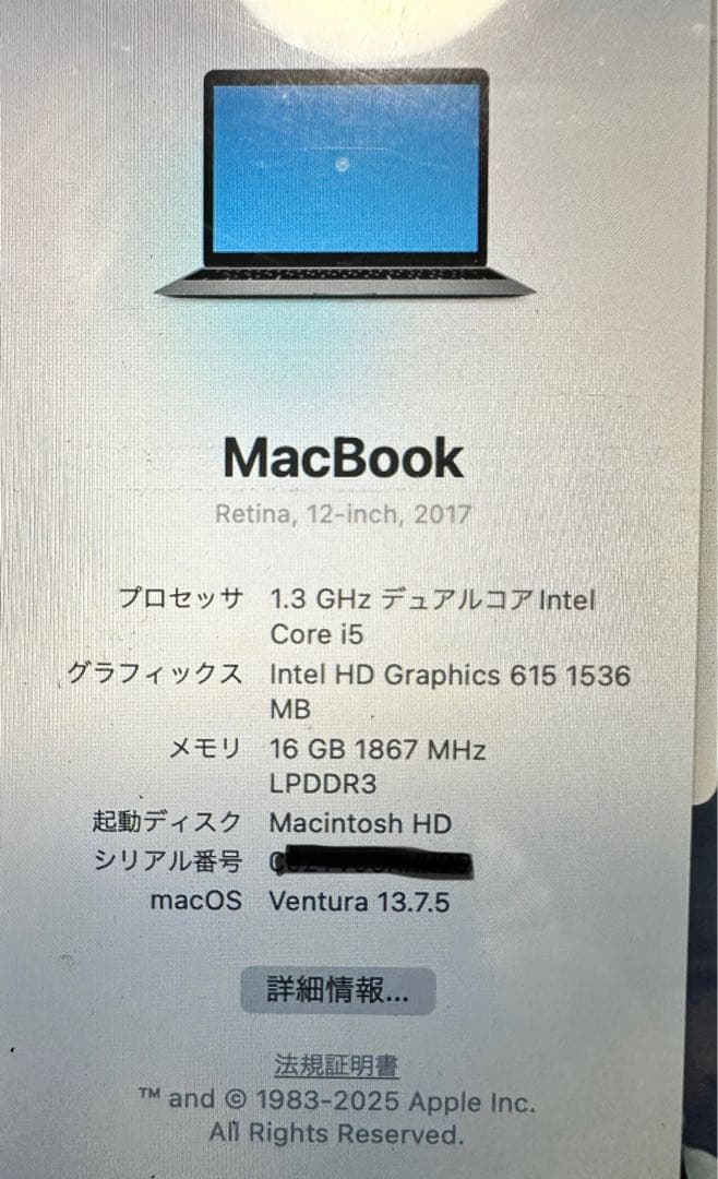 高スペック MacBook2017 12インチ 16G 256GB