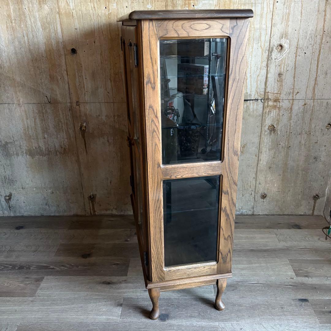 旭川家具　勇峰工芸　猫脚キャビネット　飾り棚　ギャラリーボード　道産ナラ材