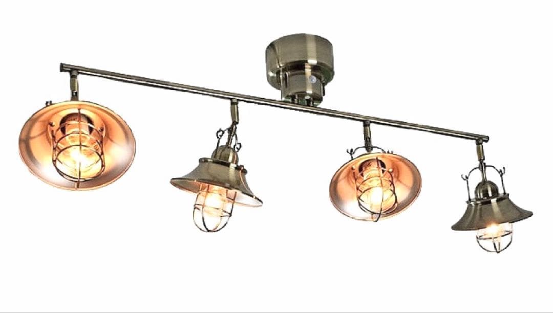 美品 キシマ アンプール 4灯 シーリング ライト アンティーク調 シルバー