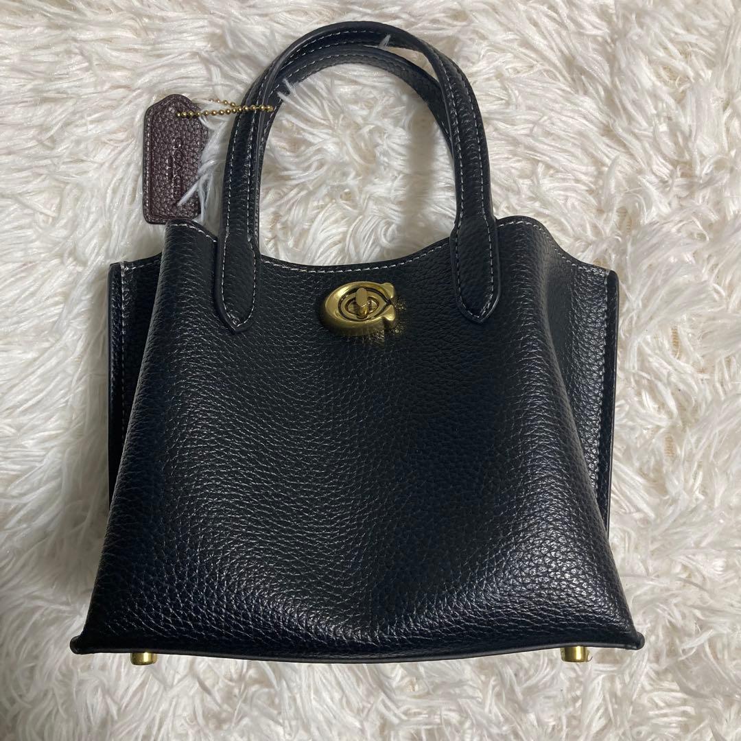 未使用級　現行　コーチ　ショルダーバッグ　ウィロウ トート バッグ 18　黒