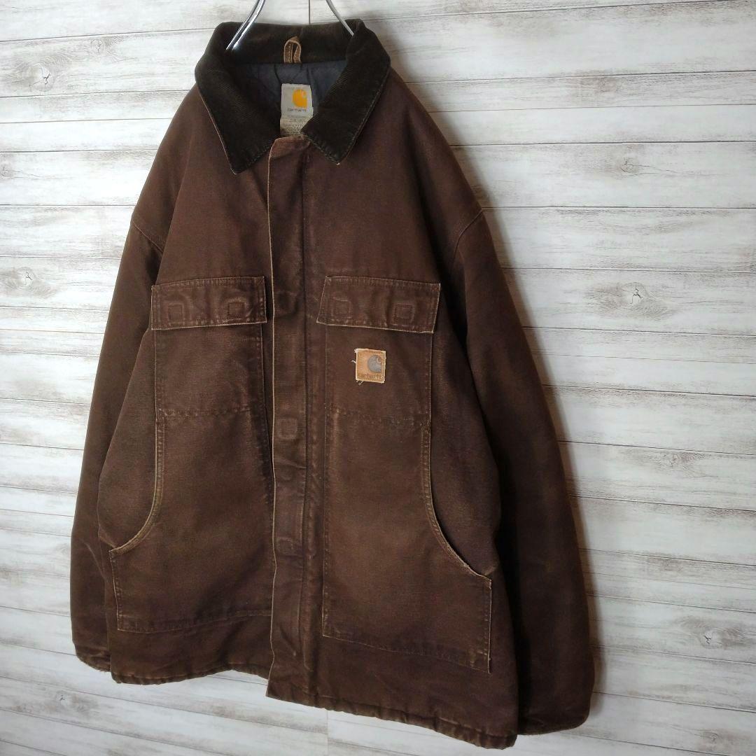 メンズ☆カーハート　トラディショナルジャケット　USA製　XL　レザーパッチ人気