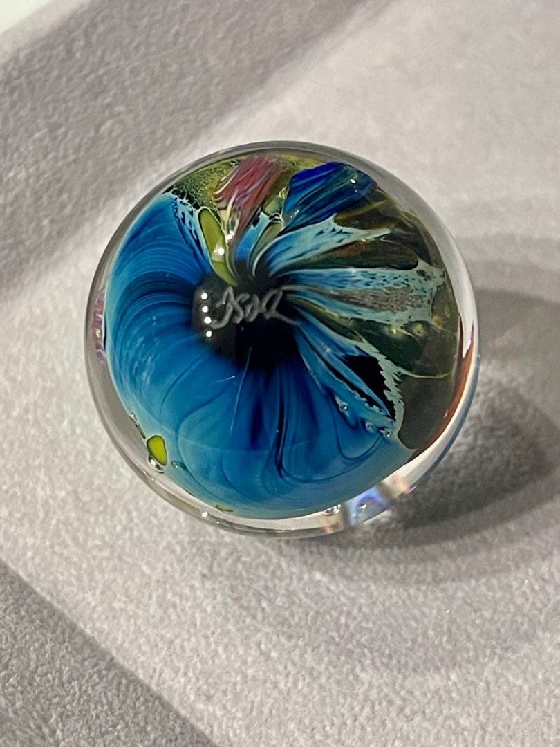 Josh Simpson アート 青と緑の惑星模様 ガラス玉 JS02 作家