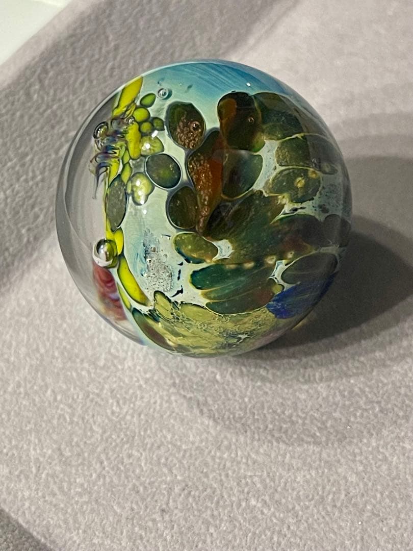 Josh Simpson アート 青と緑の惑星模様 ガラス玉 JS02 作家