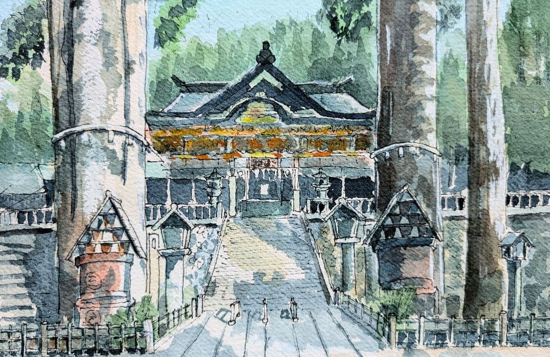 ちーぽさま仕様 水彩画 風景画 原画《パワースポット 三峯神社》