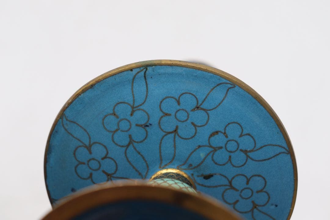 中国　七宝焼　燭台　送料込み251015