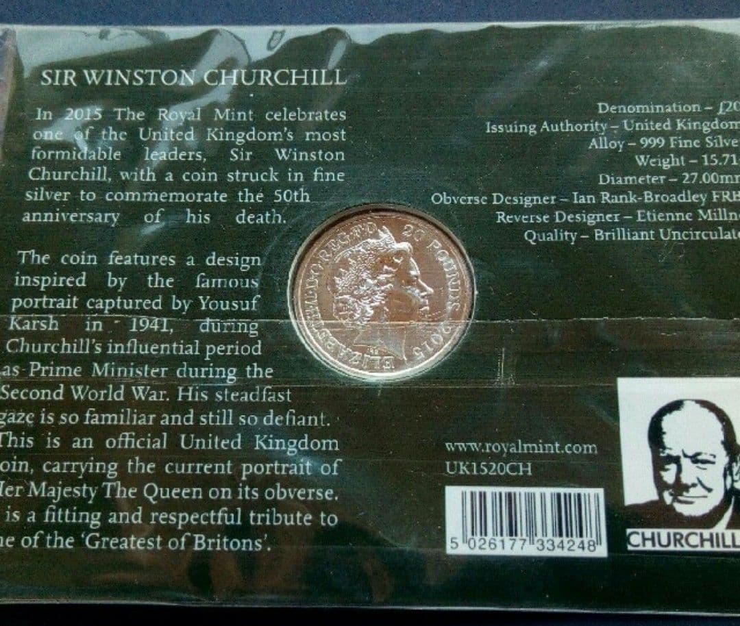 英国 イギリス ￡20ポンド 銀貨 999agウィンストン チャーチル デザイン