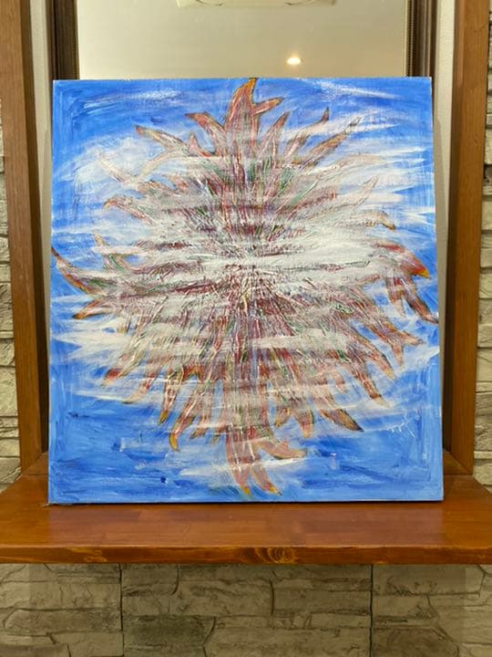 油絵　太陽と雲