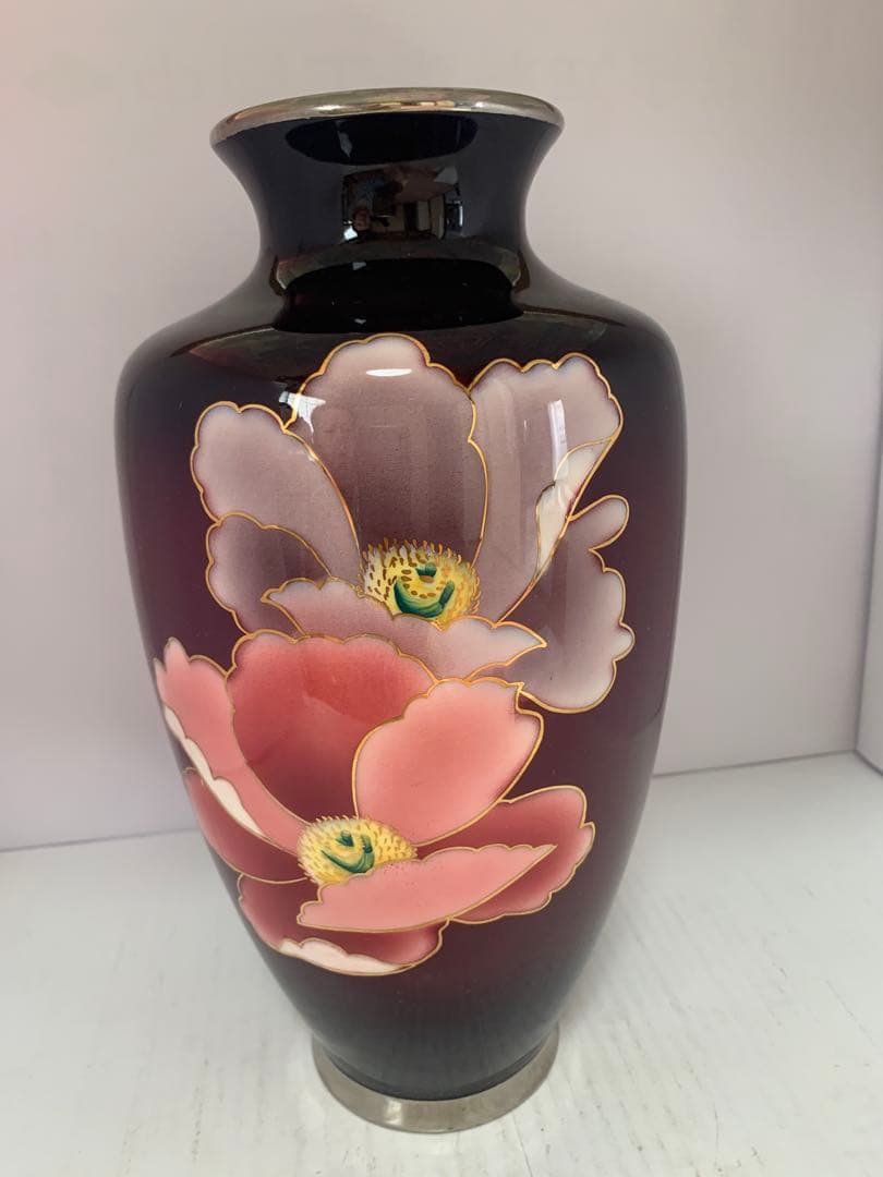 七宝焼　花瓶28cm　富士陶器　送料込み