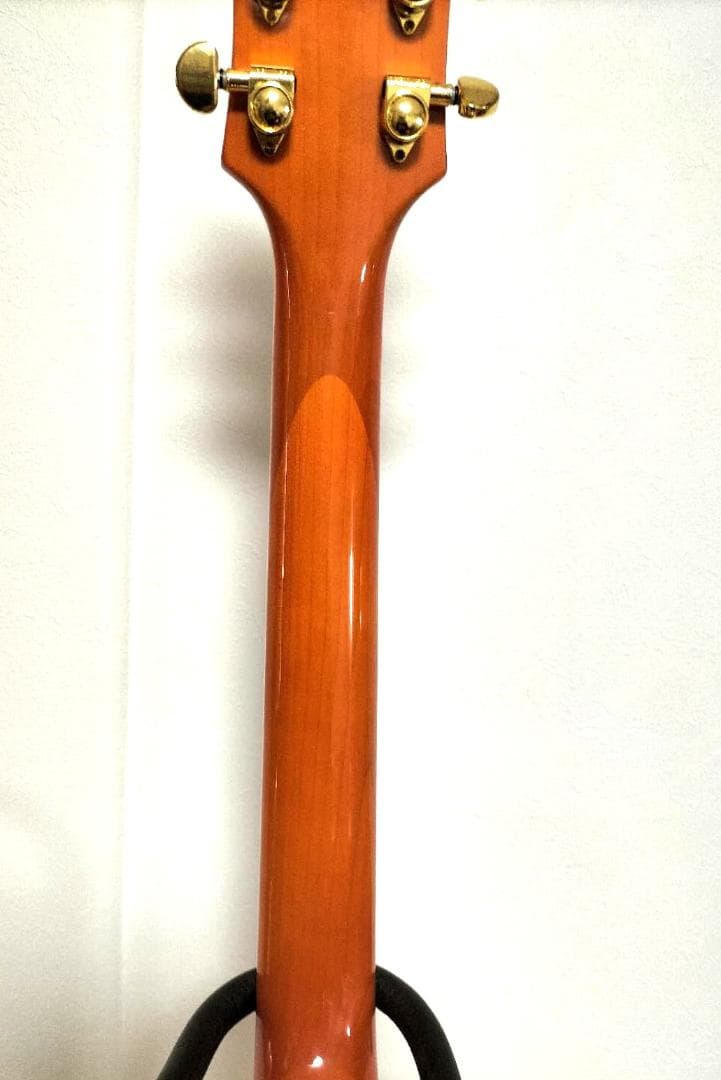 フルアコアーチトップギター③　オレンジ虎目トレモロアーム　ステンレスフレット