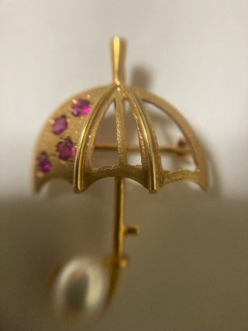 K18ペンダントトップ（真珠　ルビー)