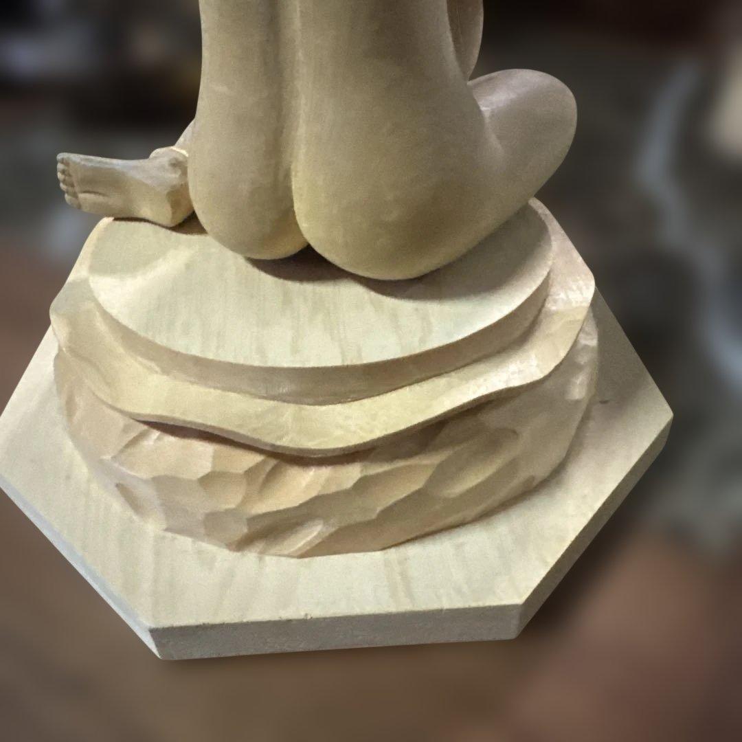 金運招来　木曽檜材　細密手彫り　裸弁財天様　ご利益　縁起物