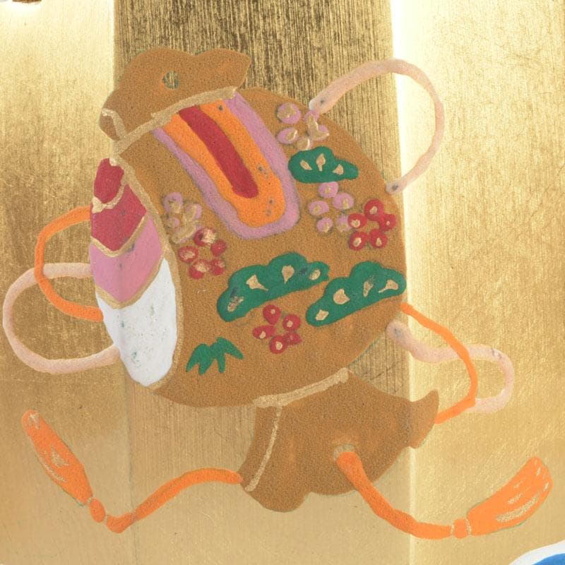 aoi　島津有職庵作　本金箔京彩　ぶりぶり香合　共布共箱　V　9488