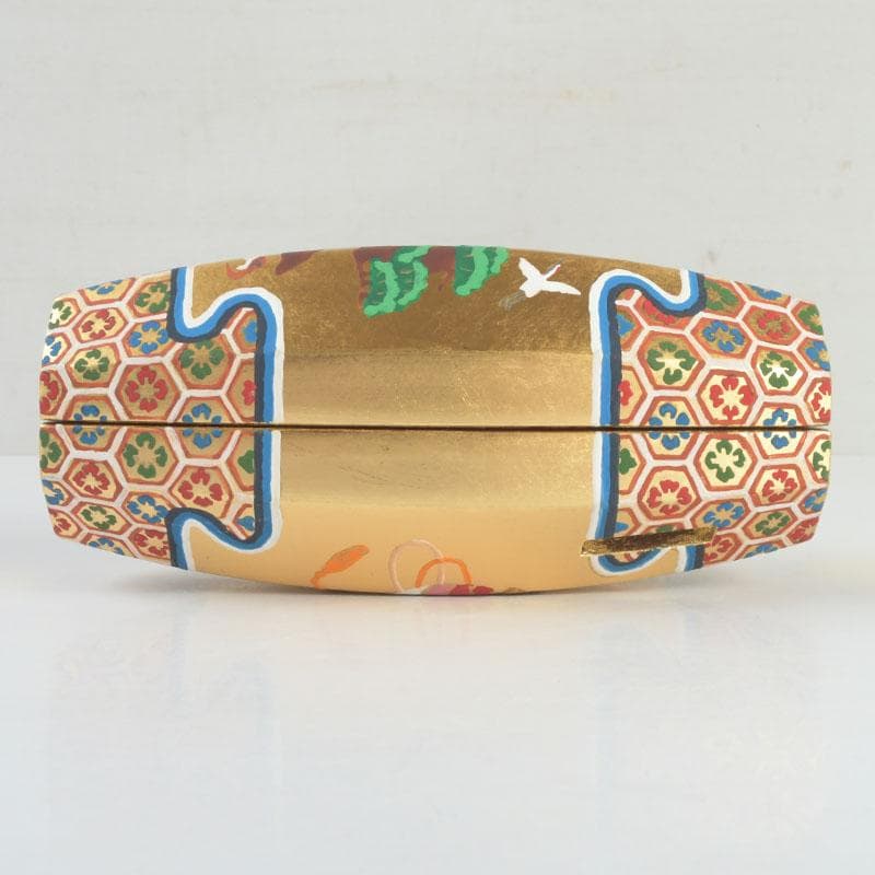 aoi　島津有職庵作　本金箔京彩　ぶりぶり香合　共布共箱　V　9488