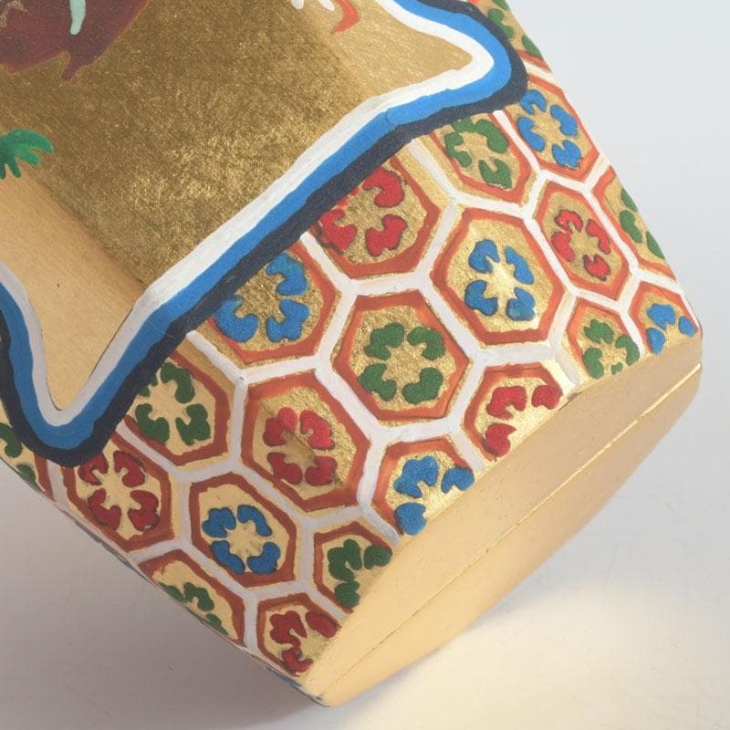 aoi　島津有職庵作　本金箔京彩　ぶりぶり香合　共布共箱　V　9488