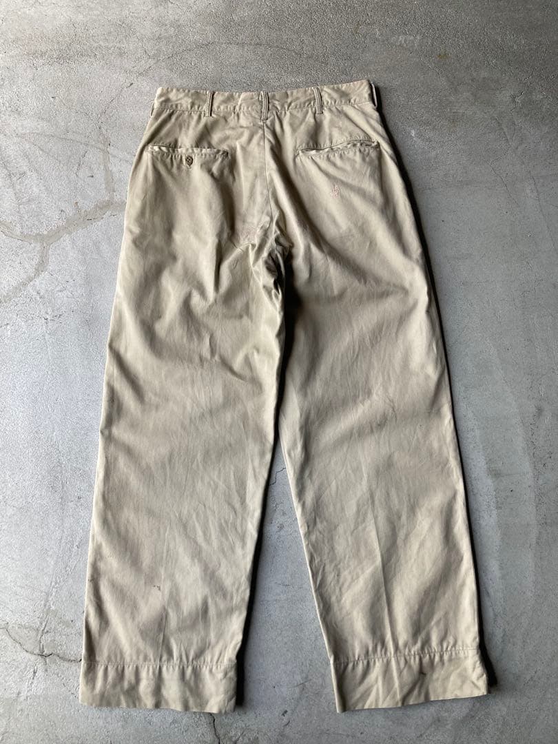 50s US ARMY チノパン 米軍 実物 30×29 アルミジップ ボロ