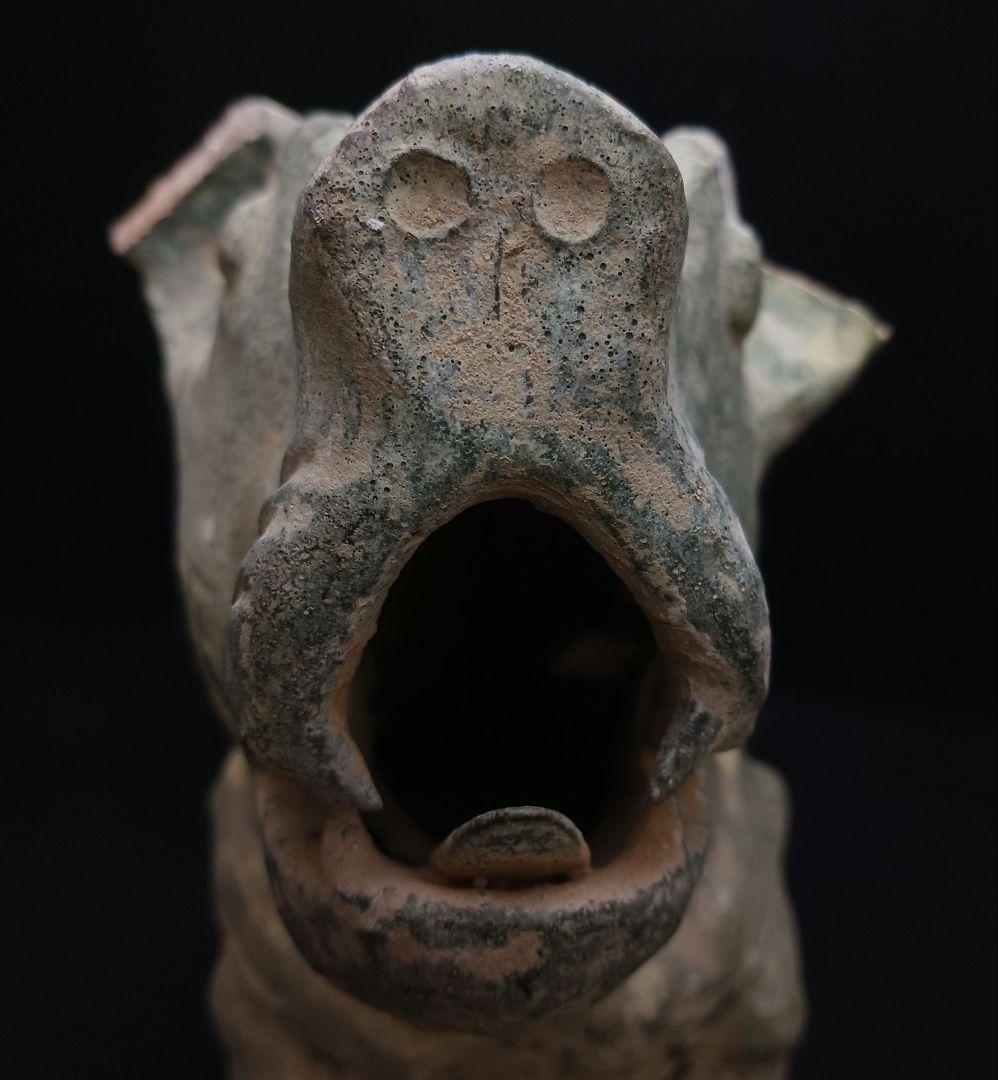 Y2952-1 中国 漢代 緑釉犬 置物 高さ34㎝