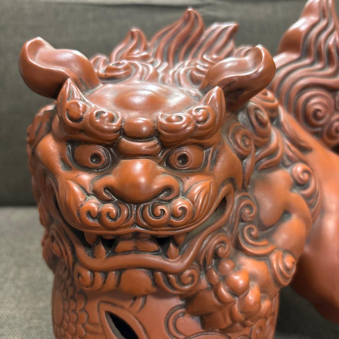 【玉乗り獅子】＊狛犬 陶器 縁起物 唐獅子 床の間飾り 骨董 美術品 伝統工芸