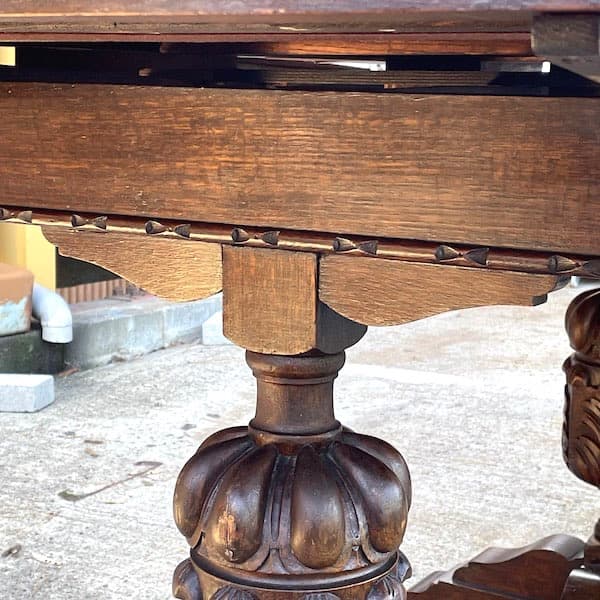 イギリスアンティーク　ドローリーフテーブル　ブルボーズレッグ　伸縮ダイニング