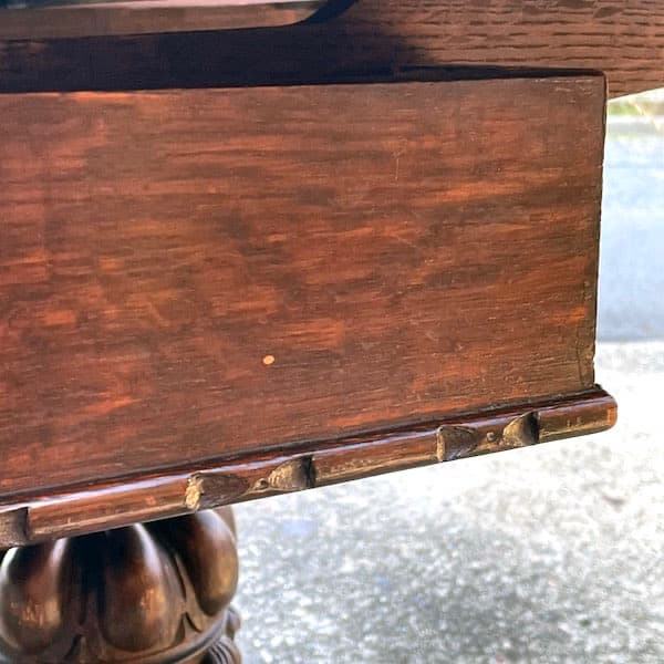 イギリスアンティーク　ドローリーフテーブル　ブルボーズレッグ　伸縮ダイニング