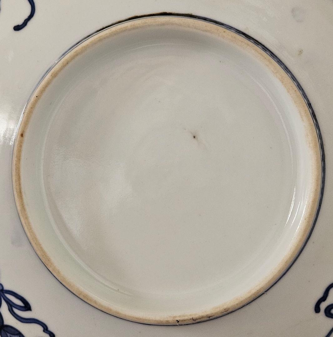 名品❗】 江戸時代後期　後期鍋島　藍鍋島　花に唐草文　径約20.9cm　櫛高台皿