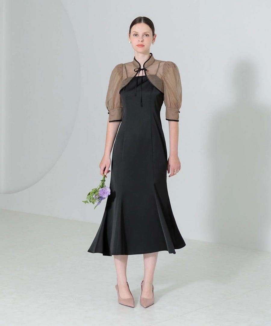 ショートボレロマーメイドワンピースセットアップロングドレス【S】