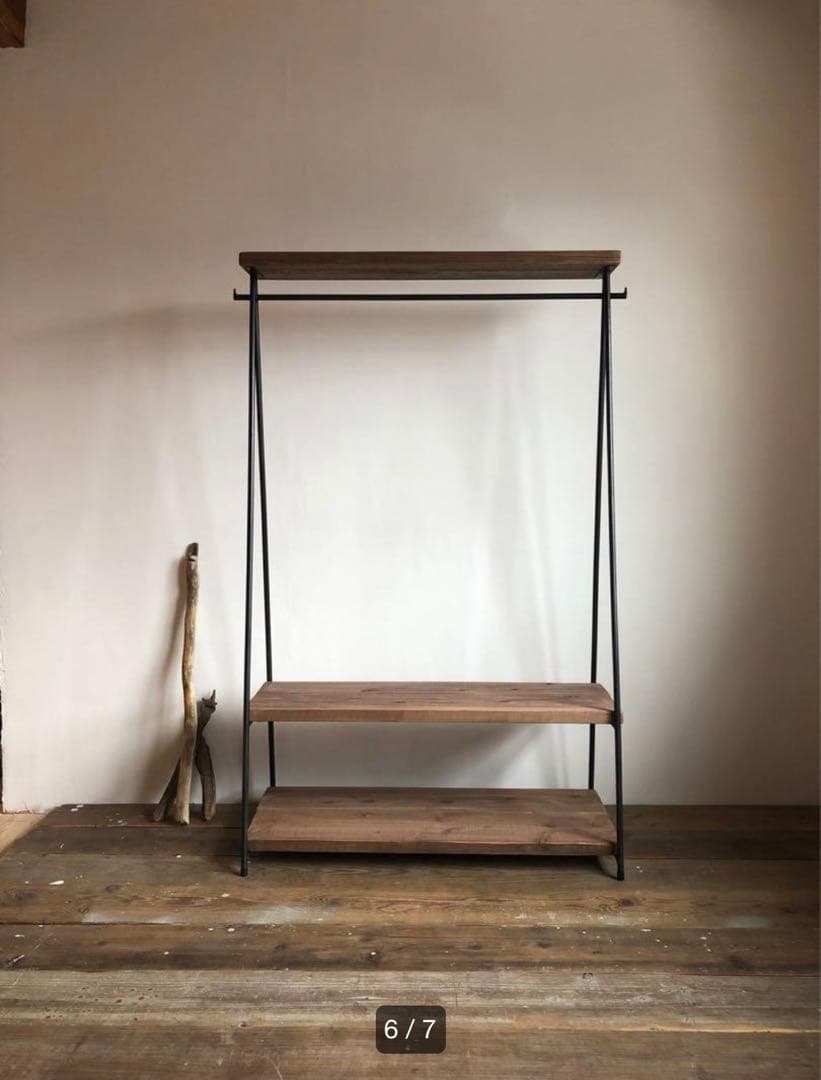 貴重　数量限定　2段　特大　ハンガーラック　古材　収納棚　ディスプレイラック