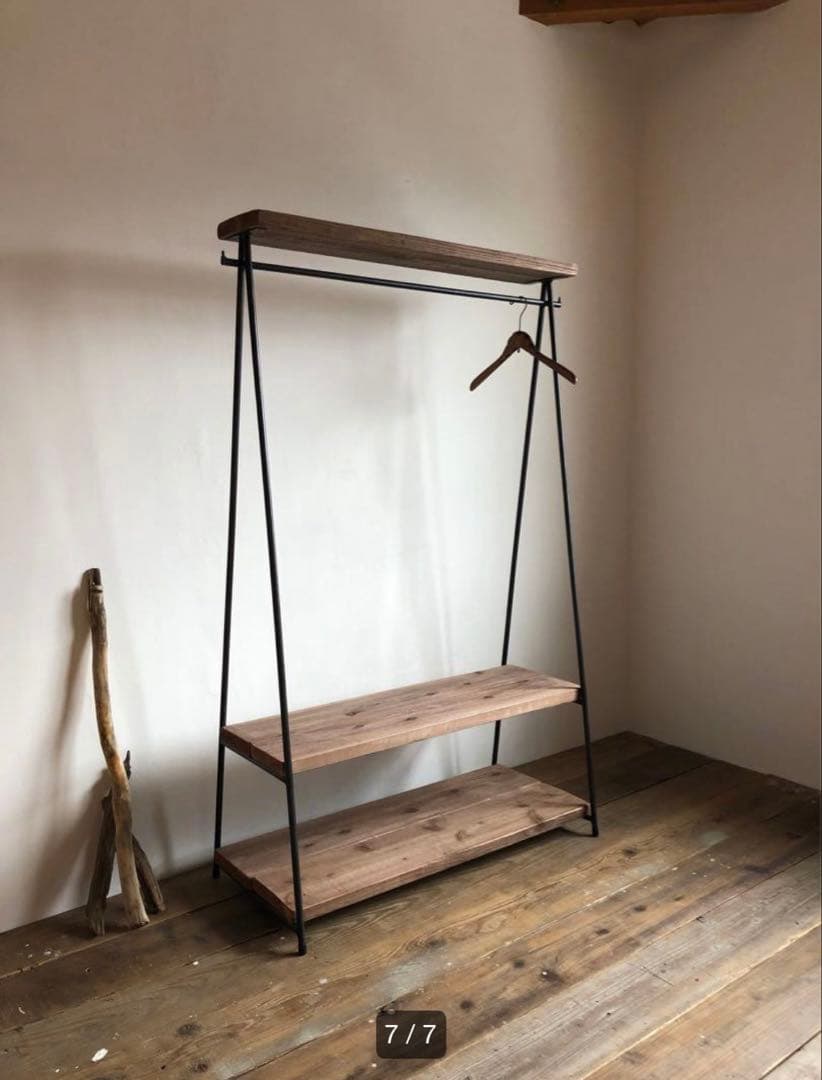 貴重　数量限定　2段　特大　ハンガーラック　古材　収納棚　ディスプレイラック