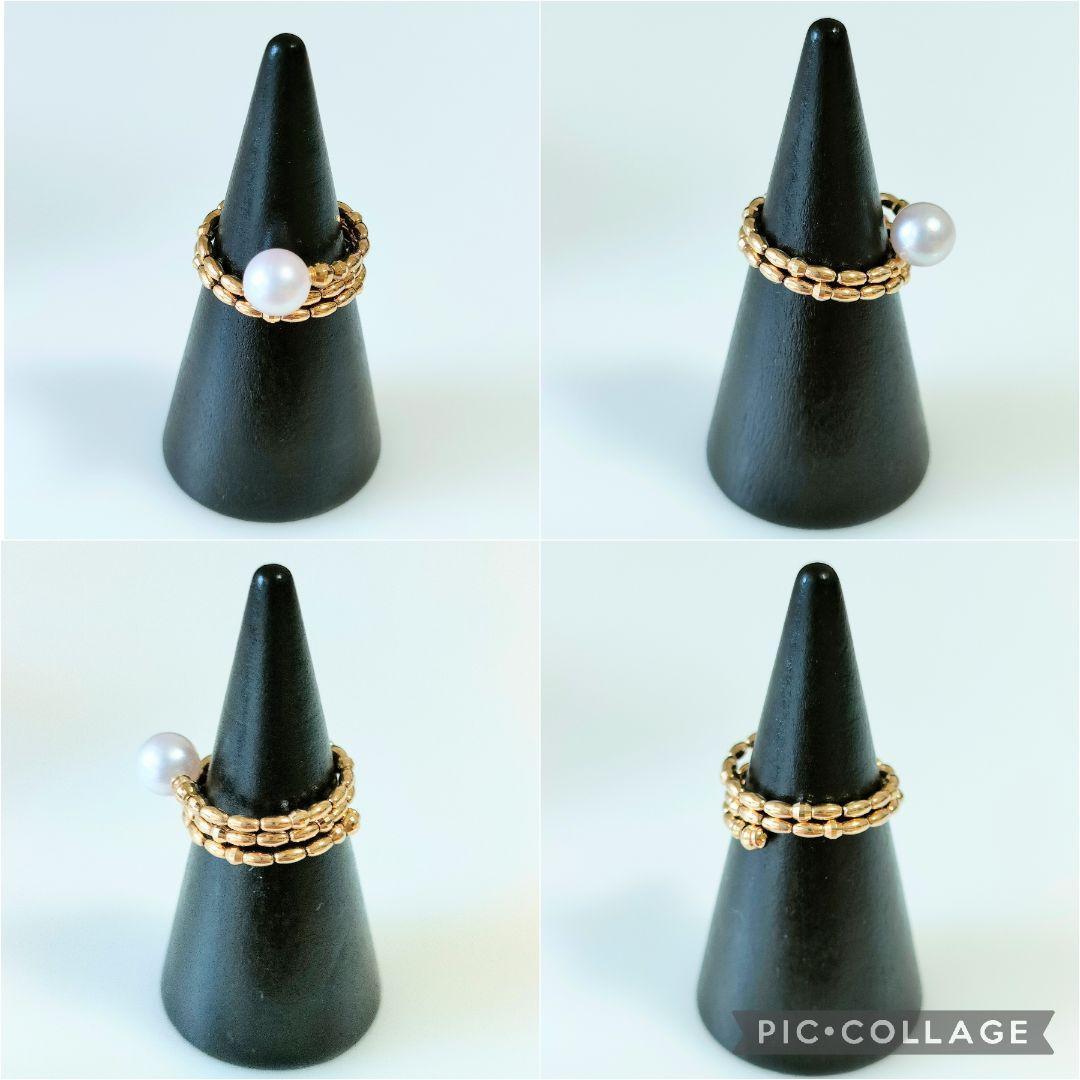 希少　K18 アコヤパールリング　天然真珠　レディースリング　指輪 ゴールド