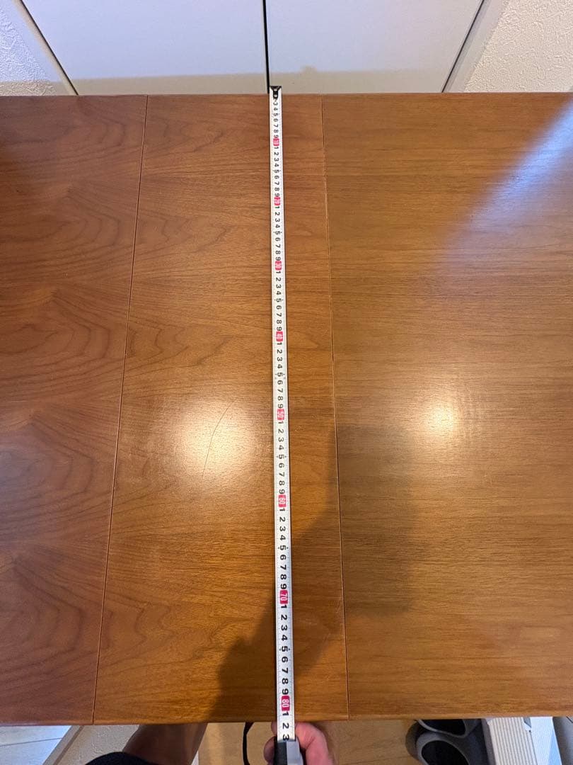 Ｔバタフライテーブル 折り畳み式 ウォールナット柄 島忠製キャスター付中古 美品