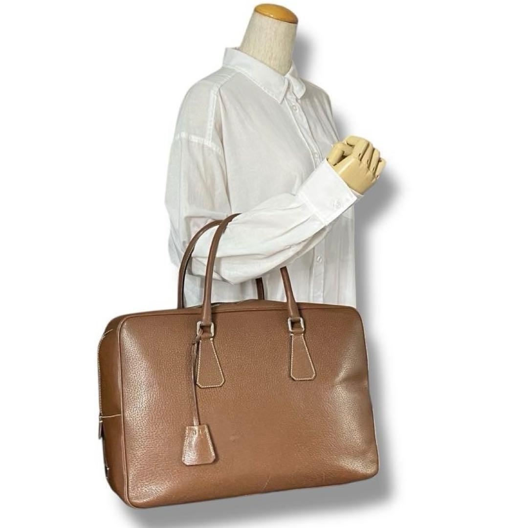 美品 PRADA レザー ブラウン ビジネス バッグ archive A4 希少