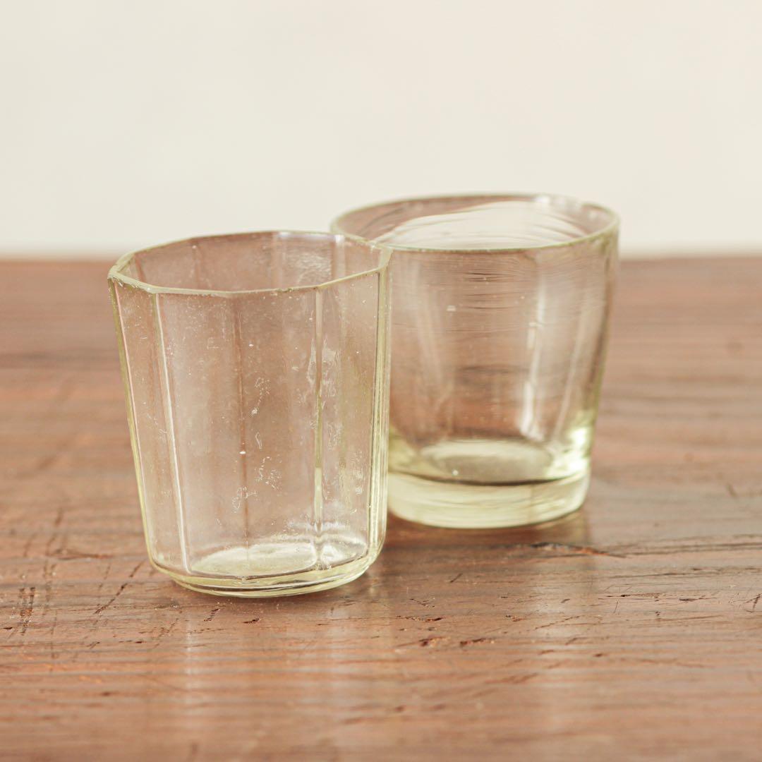 明治　大正　ガラス　面取り　ちょこ　猪口　酒器　酒盃　ゆらゆら