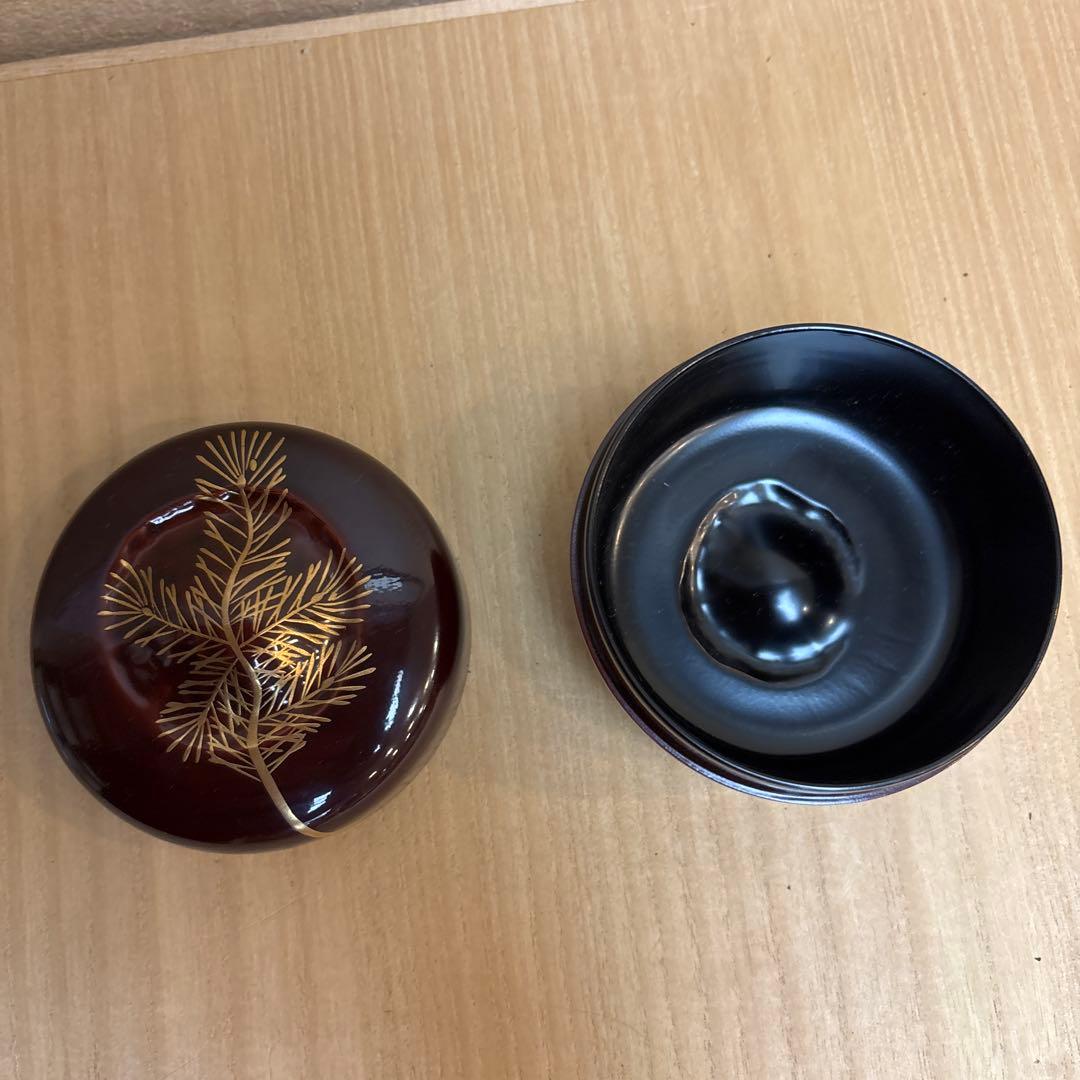 竹平棗　而妙斉好写　若松蒔絵　葵春作