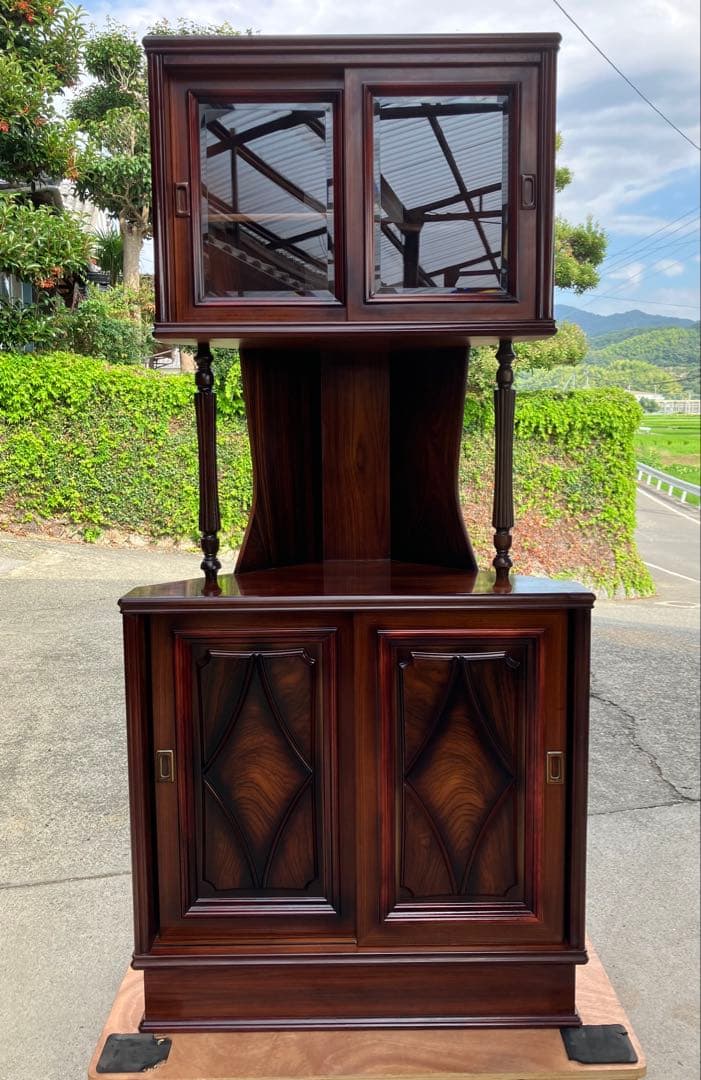 【向川様】二段型 コーナー キャビネット 収納 レトロ