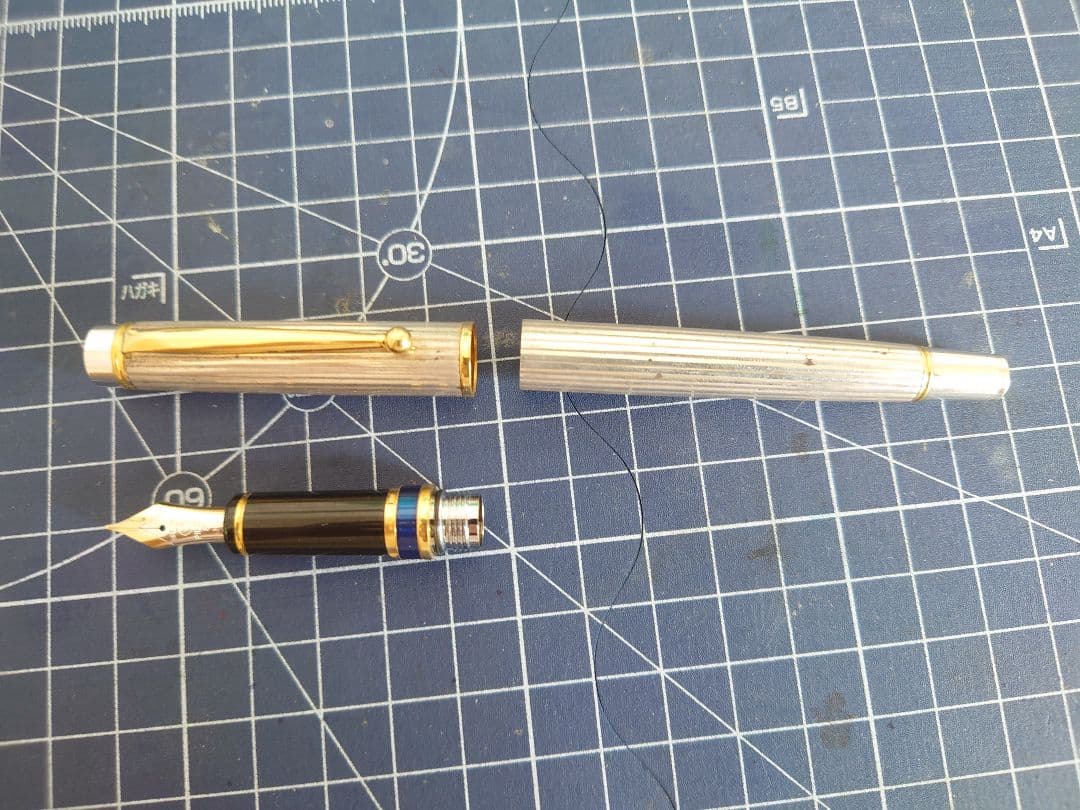 廃番 パイロット グランセスターリングシルバー ストライプ 万年筆 中字 中古