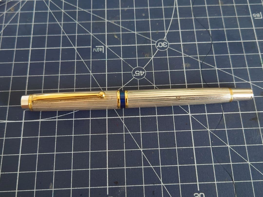 廃番 パイロット グランセスターリングシルバー ストライプ 万年筆 中字 中古