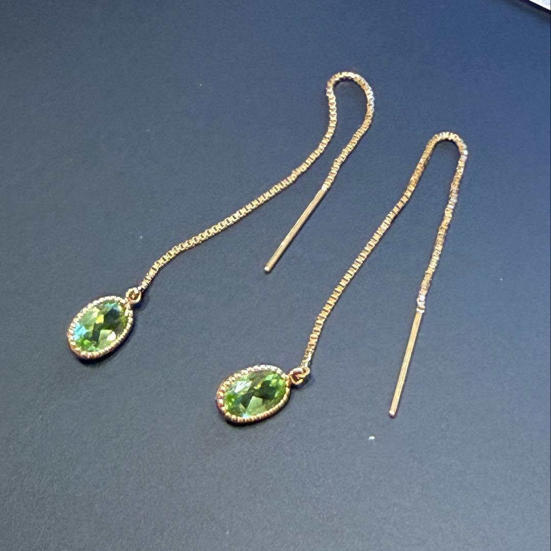 k18 ペリドット　スネークチェーン　アメリカンピアス