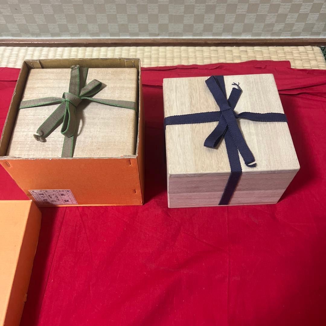 田中寿宝作　仁清写　雲錦茶碗と十三代　田原　陶兵衞作　荻茶碗　華　大徳寺箱識