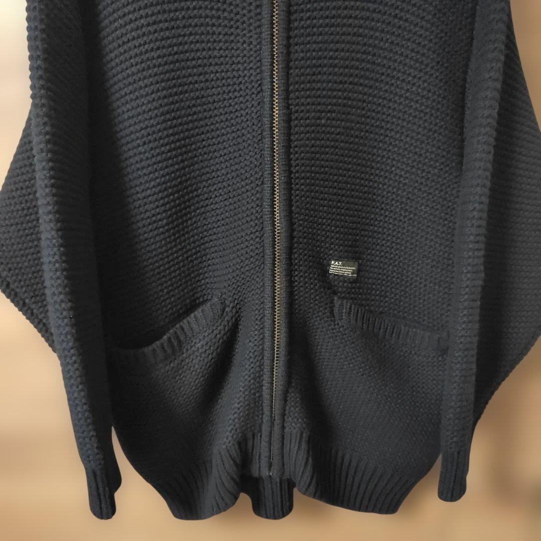 極美品FAT 極厚ジップアップカウチンニット サイズSKINNY(L)ネイビー