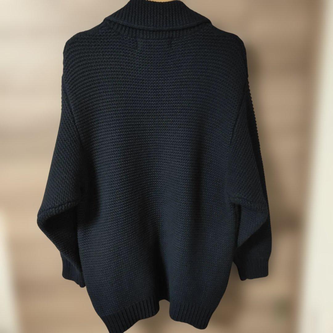 極美品FAT 極厚ジップアップカウチンニット サイズSKINNY(L)ネイビー