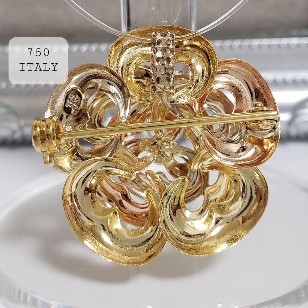 最安値 大ぶり K18ペンダントトップ 兼ブローチ ITALY 750