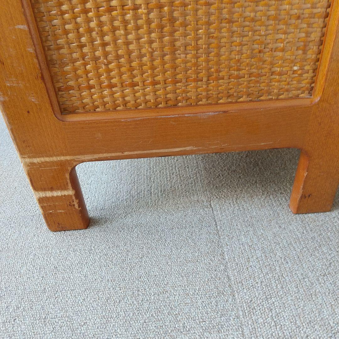 オールドカリモク キャビネット 電話台 収納 棚 ラタン