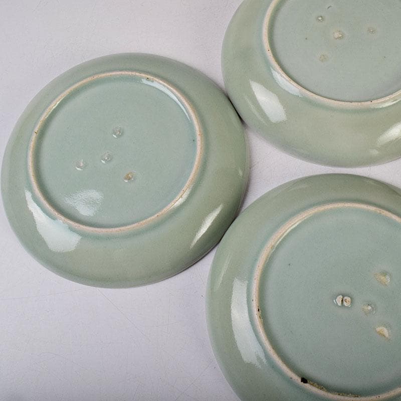 伊万里焼　古伊万里　青磁皿　四客　N　8578