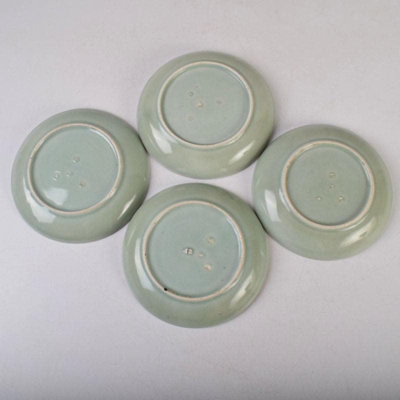 伊万里焼　古伊万里　青磁皿　四客　N　8578