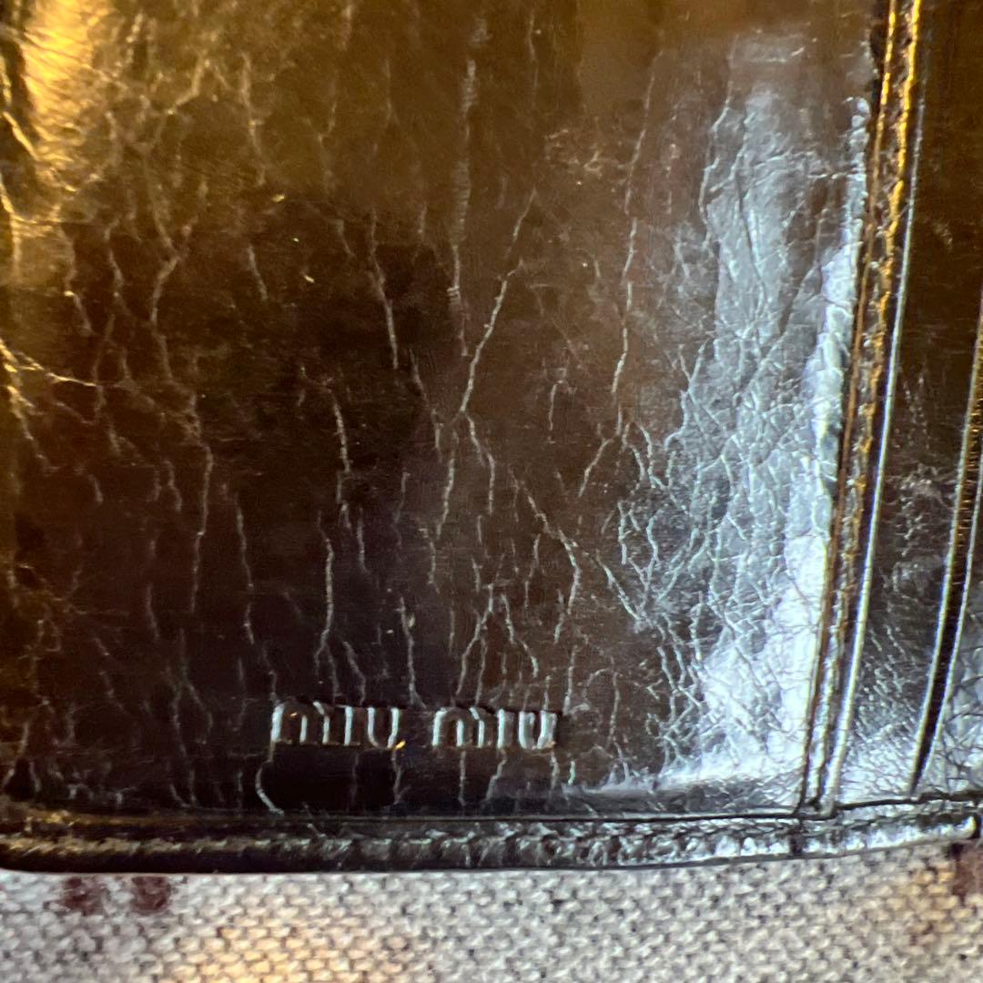 ミュウミュウ　マテラッセ　三つ折り財布　ブラック　レザー