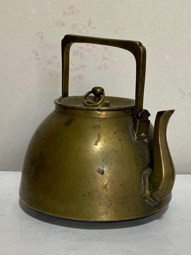 ♦中国清時代 真鍮製 薬鑵 薬缶 酒缶 茶器やかん 銅器銅製 珍物 古美術骨董品