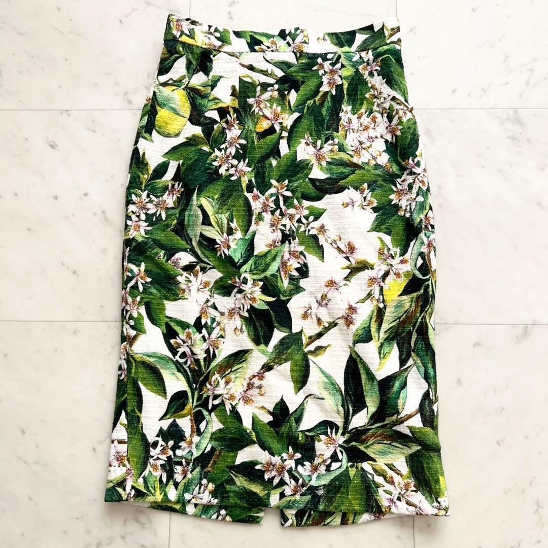 DOLCE&GABBANA フローラル ボタニカル ミディタイトスカート 40